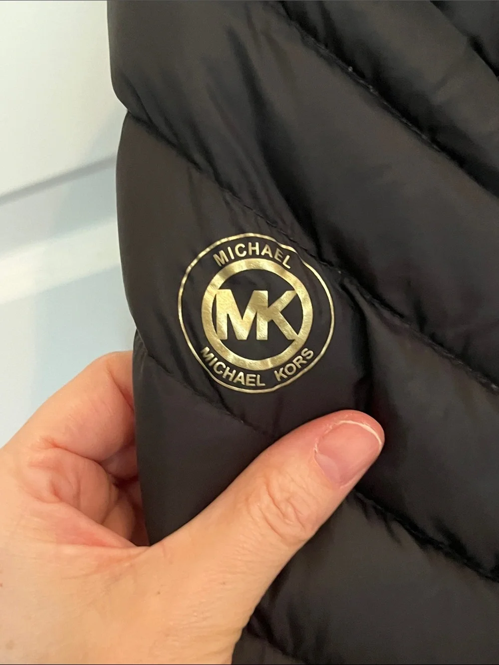 Michael Kors Black Quilted Puffer Jacket with Plum Interior‎